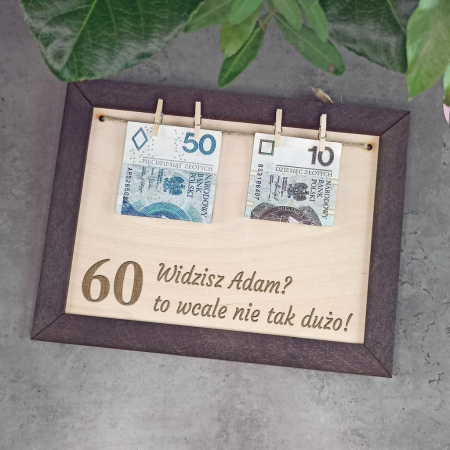 Ramka na pieniądze urodziny na prezent 60 lat